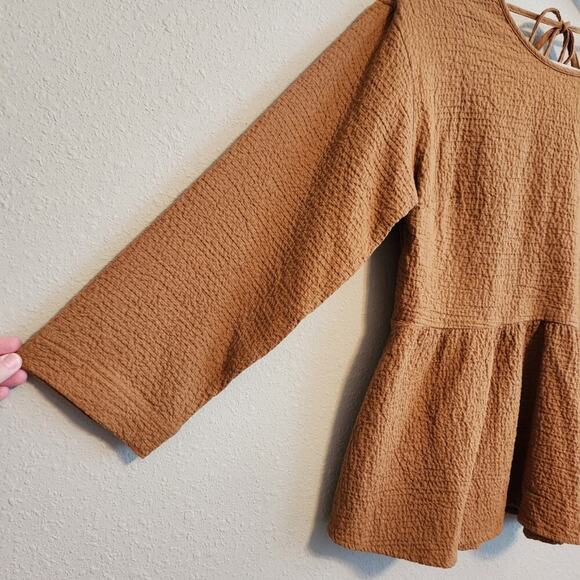 Madewell‎ Peplum 3/4 Sleeve Open Back Top Size XS - Picture 5 of 11